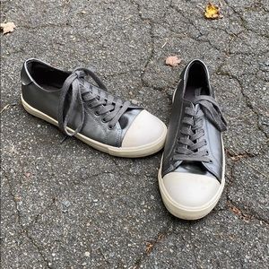 Silver metallic sneakers women’s 10